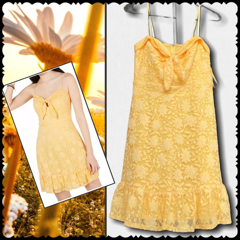 City Studio Yellow Lace Mini Dress